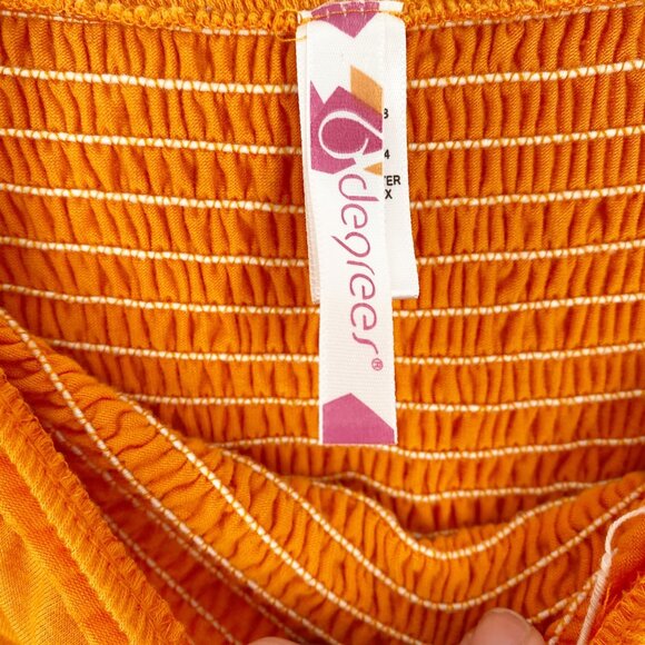 6 degrees Strapless Maxi Sundress Swimsuit Cover Size M Orange Ruffled - Picture 6 of 7